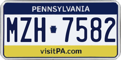 PA license plate MZH7582