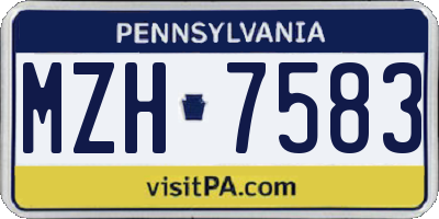 PA license plate MZH7583