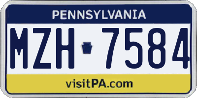 PA license plate MZH7584