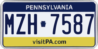PA license plate MZH7587
