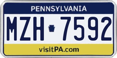 PA license plate MZH7592