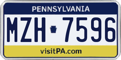 PA license plate MZH7596