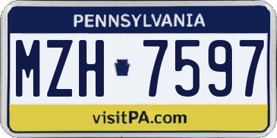 PA license plate MZH7597