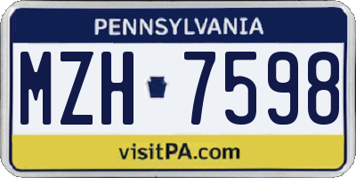 PA license plate MZH7598