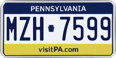 PA license plate MZH7599