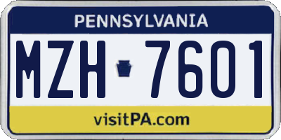 PA license plate MZH7601