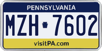 PA license plate MZH7602