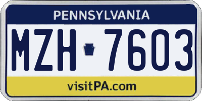 PA license plate MZH7603