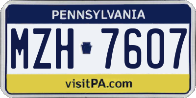 PA license plate MZH7607
