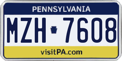PA license plate MZH7608
