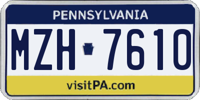 PA license plate MZH7610