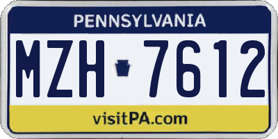 PA license plate MZH7612