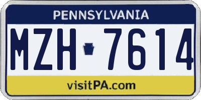 PA license plate MZH7614