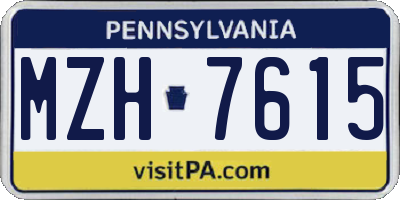 PA license plate MZH7615
