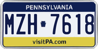 PA license plate MZH7618