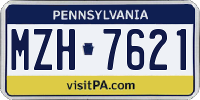 PA license plate MZH7621