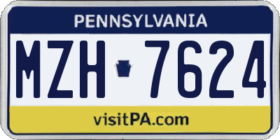 PA license plate MZH7624