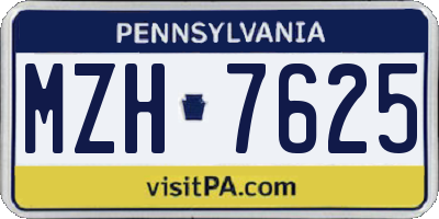 PA license plate MZH7625
