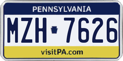 PA license plate MZH7626