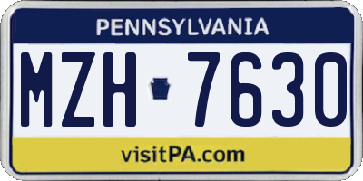 PA license plate MZH7630