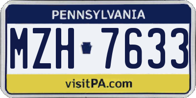 PA license plate MZH7633
