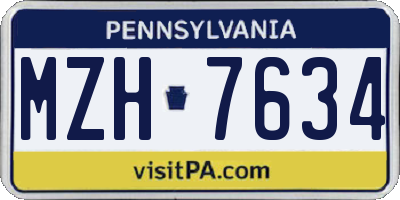 PA license plate MZH7634