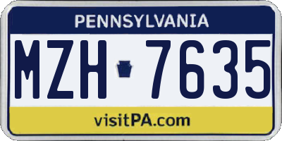 PA license plate MZH7635