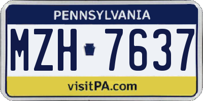 PA license plate MZH7637