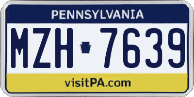 PA license plate MZH7639