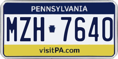 PA license plate MZH7640