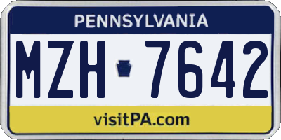 PA license plate MZH7642