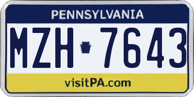 PA license plate MZH7643