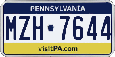 PA license plate MZH7644