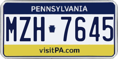 PA license plate MZH7645