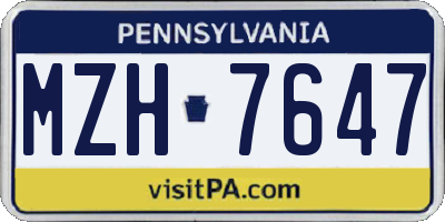 PA license plate MZH7647