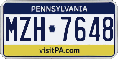 PA license plate MZH7648