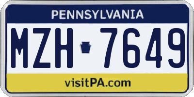 PA license plate MZH7649