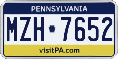 PA license plate MZH7652