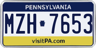 PA license plate MZH7653