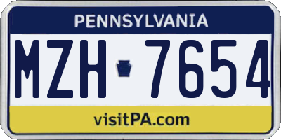 PA license plate MZH7654
