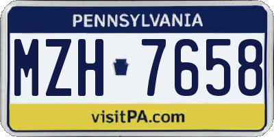PA license plate MZH7658