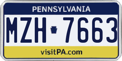 PA license plate MZH7663