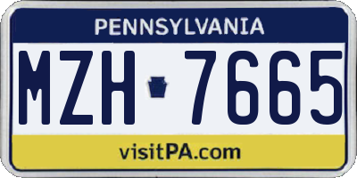 PA license plate MZH7665