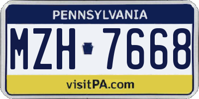 PA license plate MZH7668