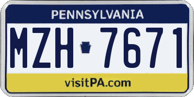 PA license plate MZH7671
