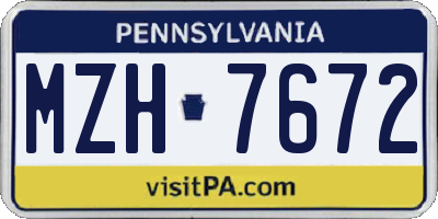 PA license plate MZH7672