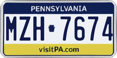 PA license plate MZH7674