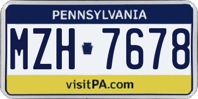 PA license plate MZH7678
