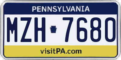 PA license plate MZH7680