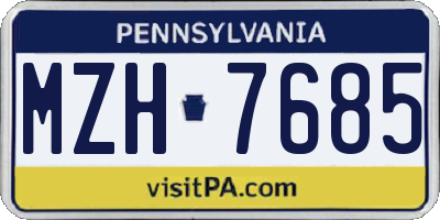PA license plate MZH7685